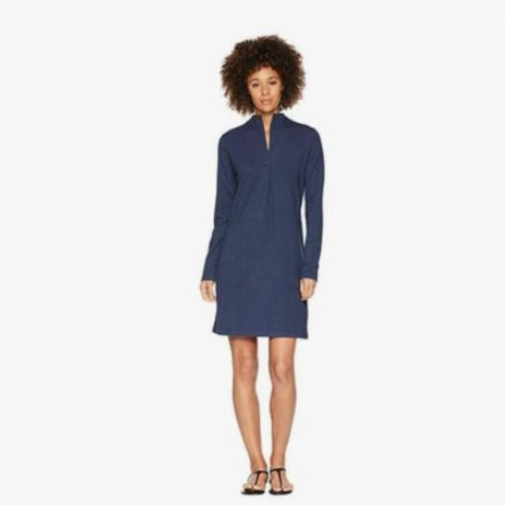Nau Size Large Blue Knit Midi Dress Stretchy Comfy Like New!